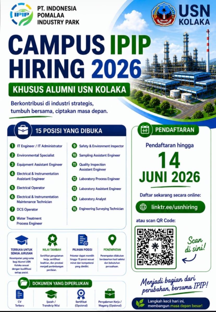 PT IPIP dan USN Kolaka Buka Campus Hiring 2026 Khusus Alumni