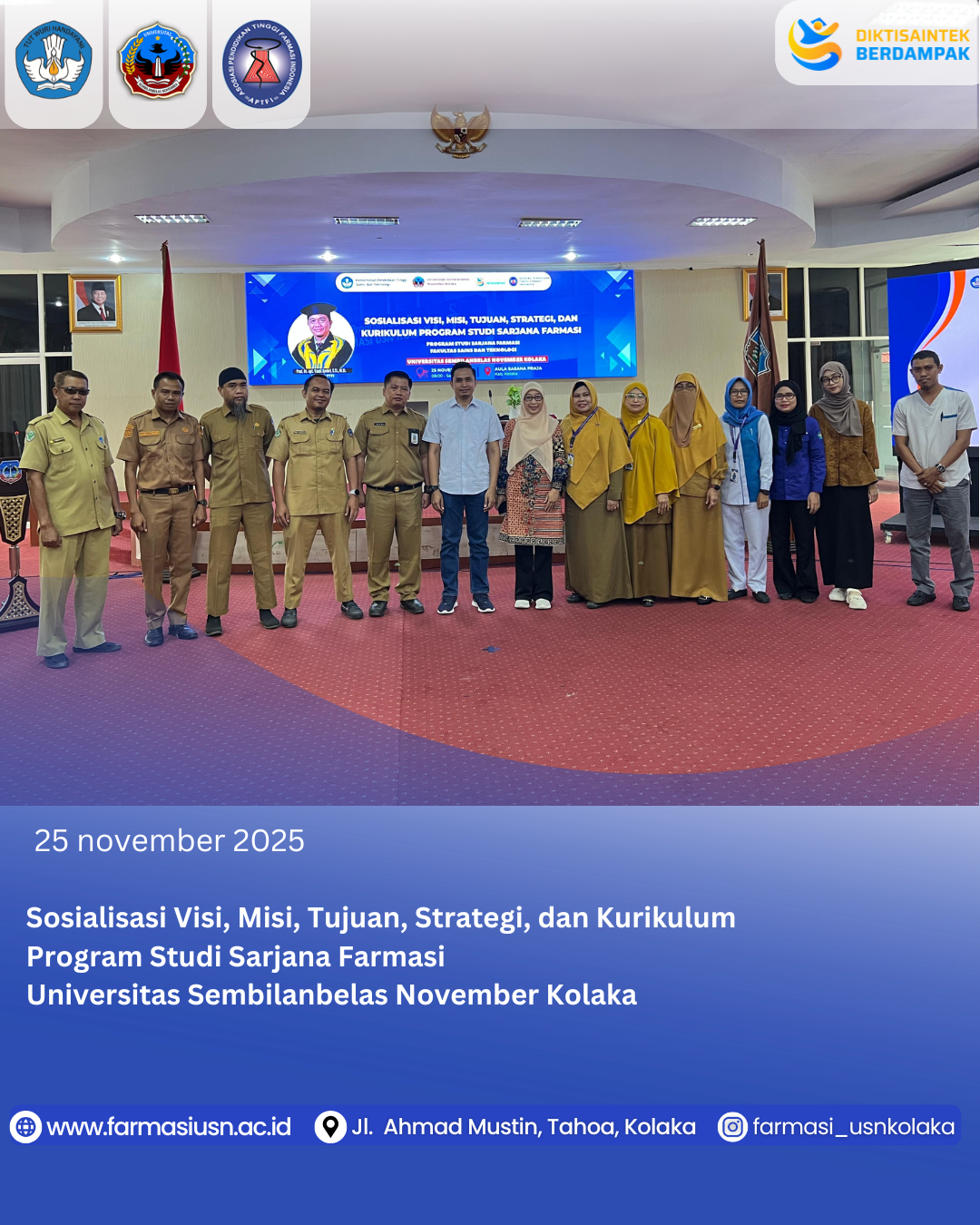 Sosialisasi Visi, Misi, Tujuan, Strategi, dan Kurikulum Prodi Sarjana Farmasi USN Kolaka